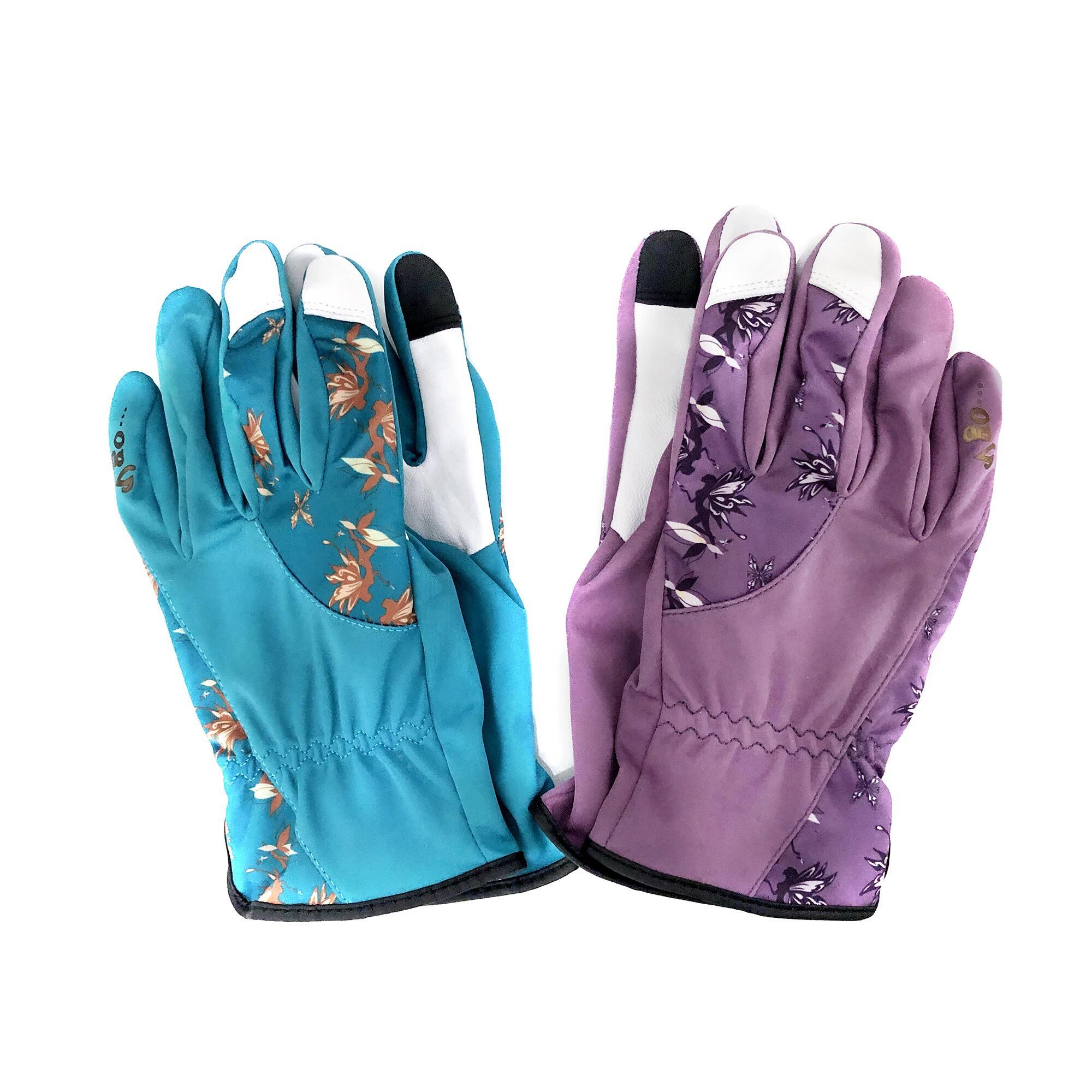 Colorful Goatskin gardening gloves.