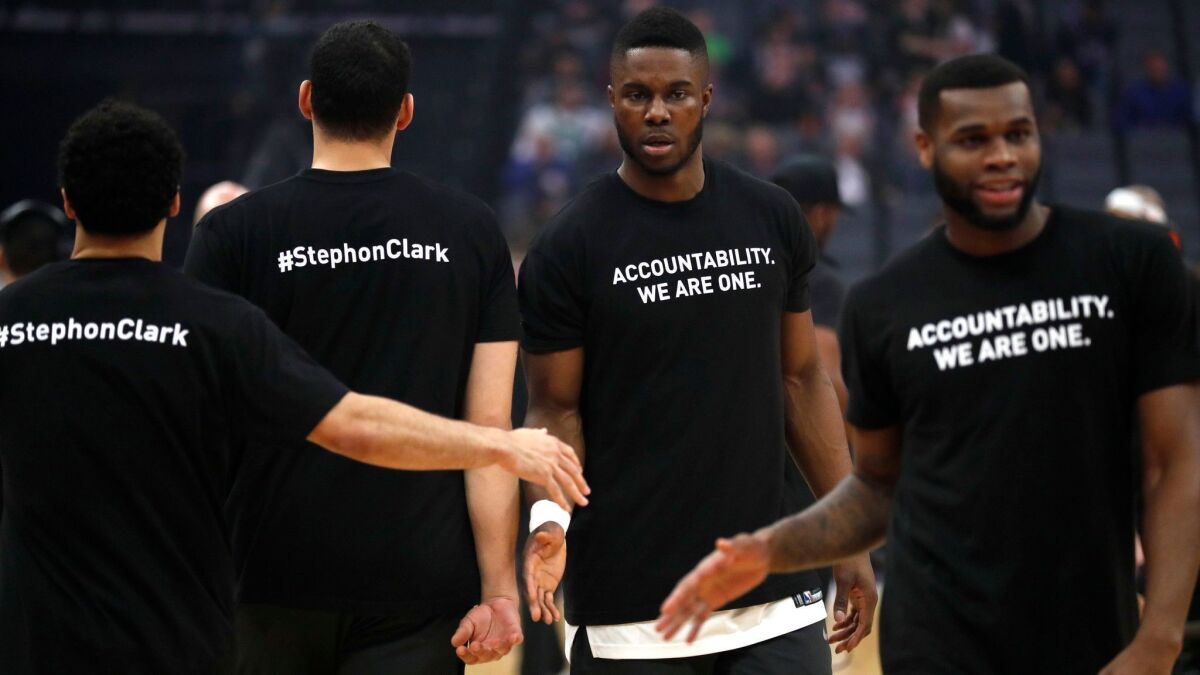 In solidarity with the Sacramento Kings, the Boston Celtics wore warm-up shirts in remembrance of Stephon Clark, who was fatally shot by Sacramento police last week.
