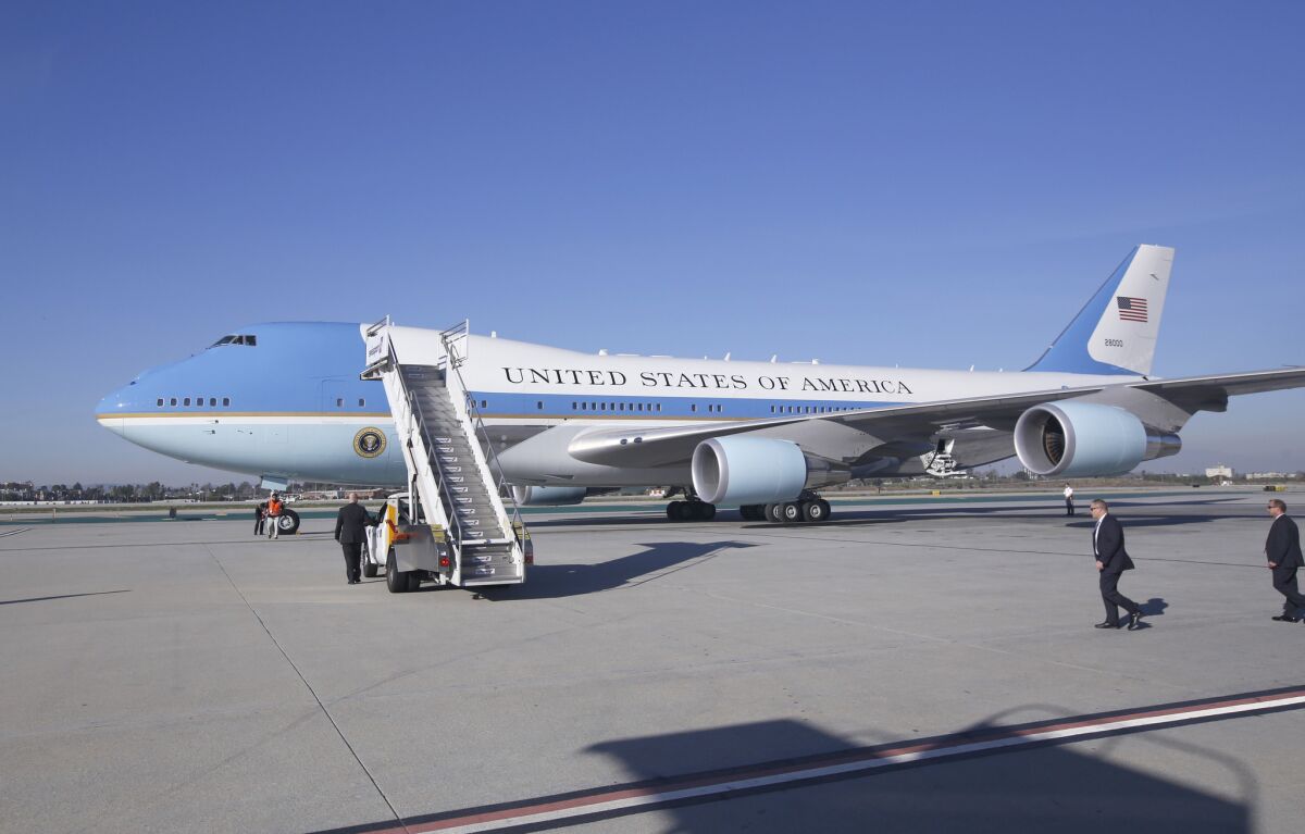 Air Force One at Los Angeles International Airport.