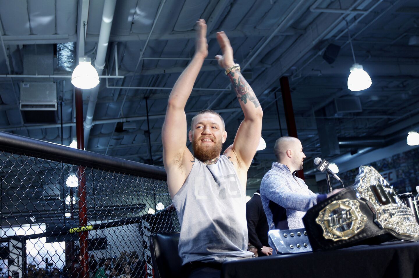 Conor McGregor during a news conference on Feb. 24.