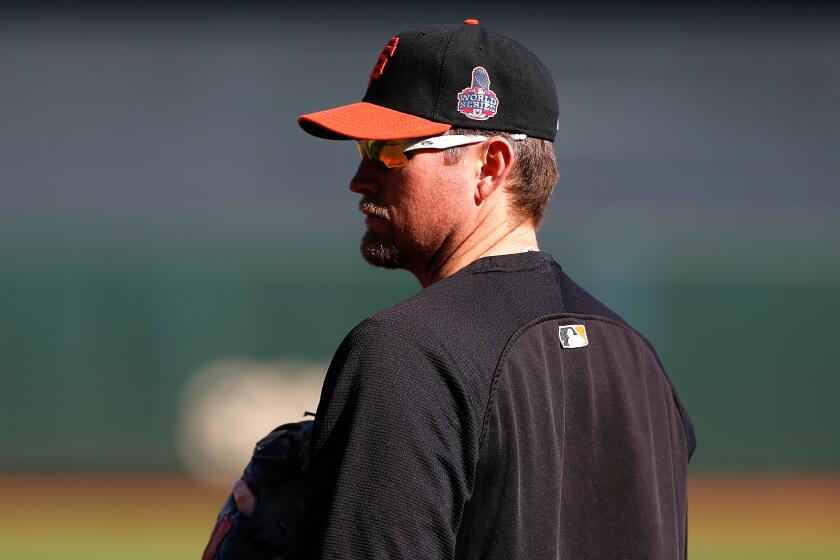 SAN FRANCISCO, CA - OCTOBER 24: Aubrey Huff #17 of the San Francisco Giants looks on during batting practice against the Detroit Tigers during Game One of the Major League Baseball World Series at AT&T Park on October 24, 2012 in San Francisco, California. (Photo by Jason O. Watson/Getty Images)