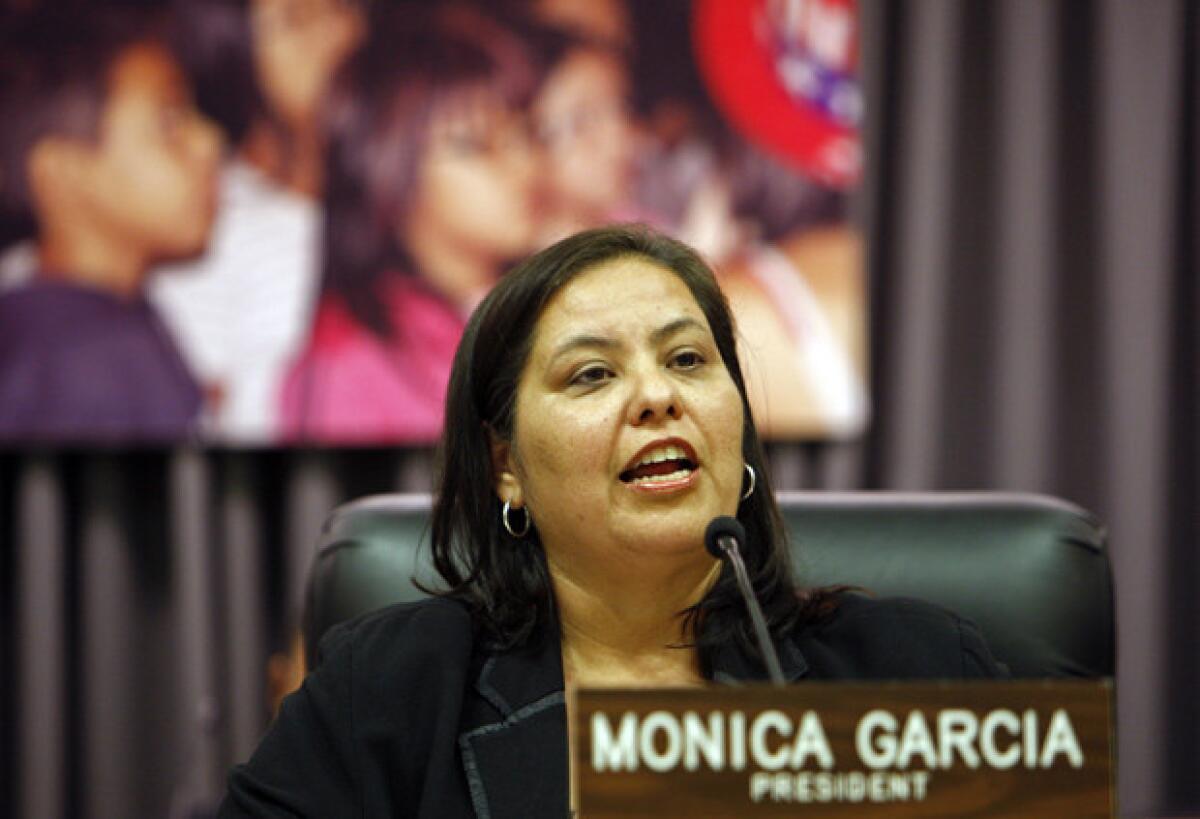 LAUSD President Monica Garcia in February.