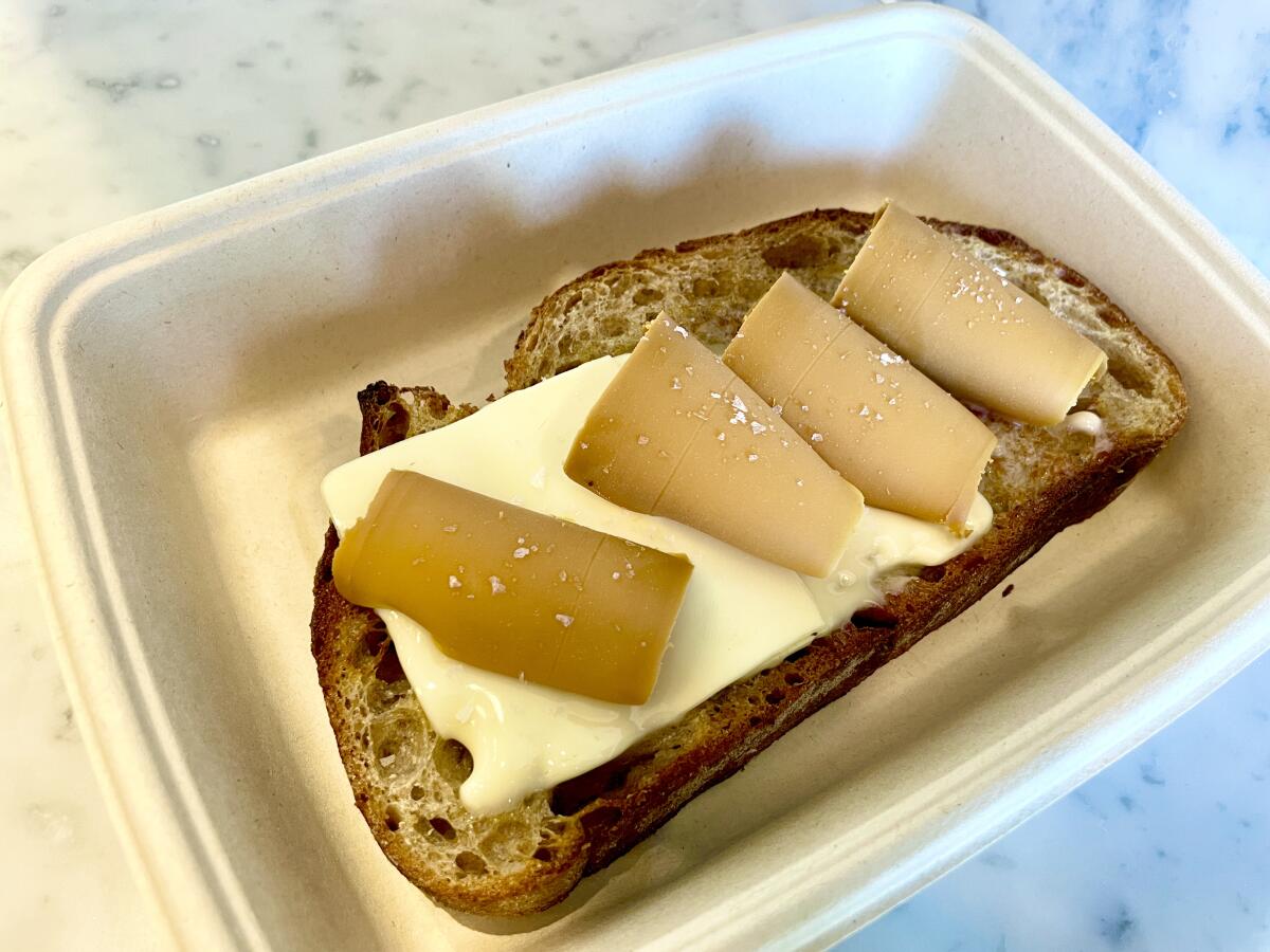 Brown cheese toast is on the breakfast menu at Little Fish in Echo Park.