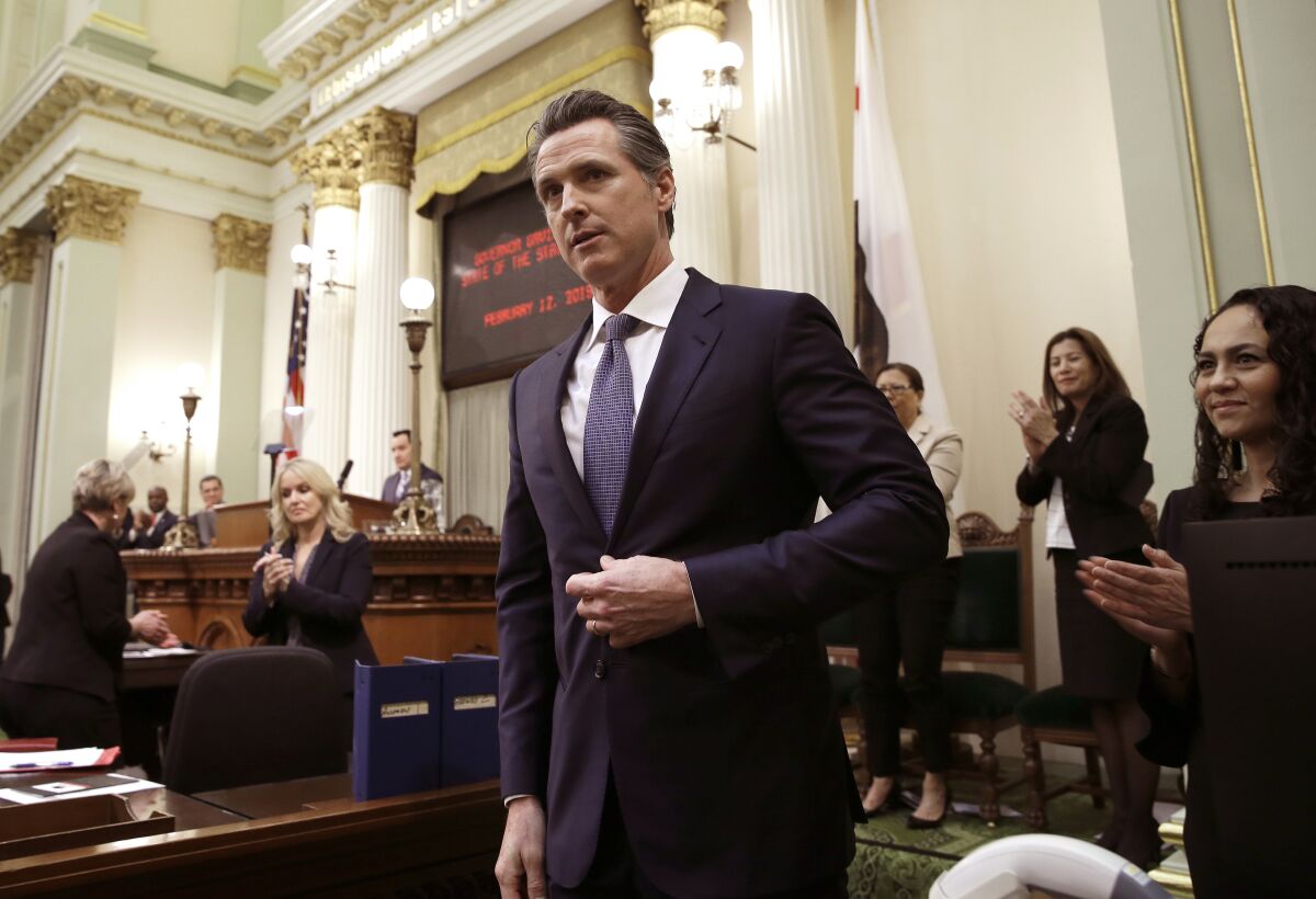 California Gov. Gavin Newsom, shown after his State of the State address in February, has irked some environmentalist allies with his veto of Senate Bill 1.