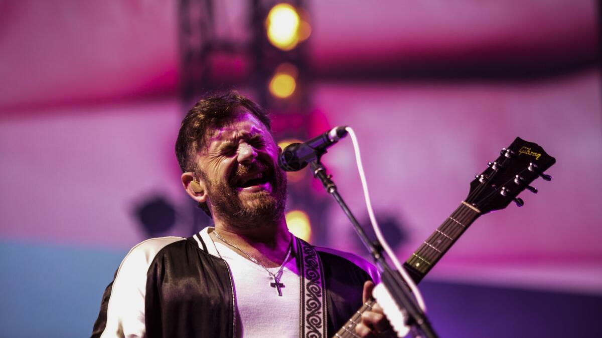 Caleb Followill of Kings of Leon perform during Arroyo Seco.