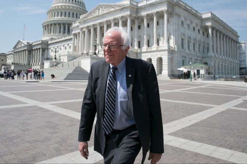epa06121597 Independent Senator from Vermont Bernie Sanders walks outside the Capitol Building in Washington, DC, USA, 02 August 2017. The Senate is expected to vote on a Food and Drug Administration (FDA) bill, a bill on Veterans' health benefits and a package of nominations before the August recess. EPA/MICHAEL REYNOLDS ** Usable by LA, CT and MoD ONLY **