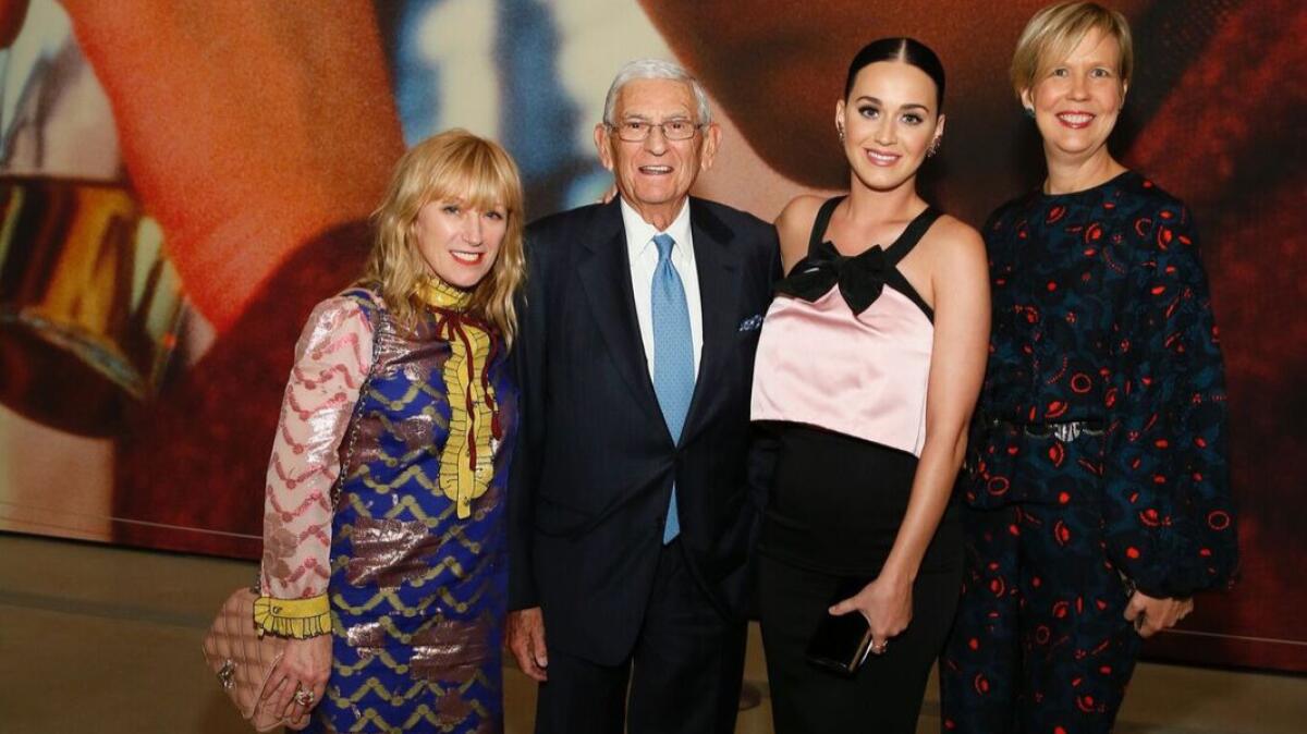Cindy Sherman, Eli Broad, Katy Perry and Joanne Heyler attend a preview of Sherman's work, which will be on display at the Broad museum on Grand Avenue in Los Angeles.