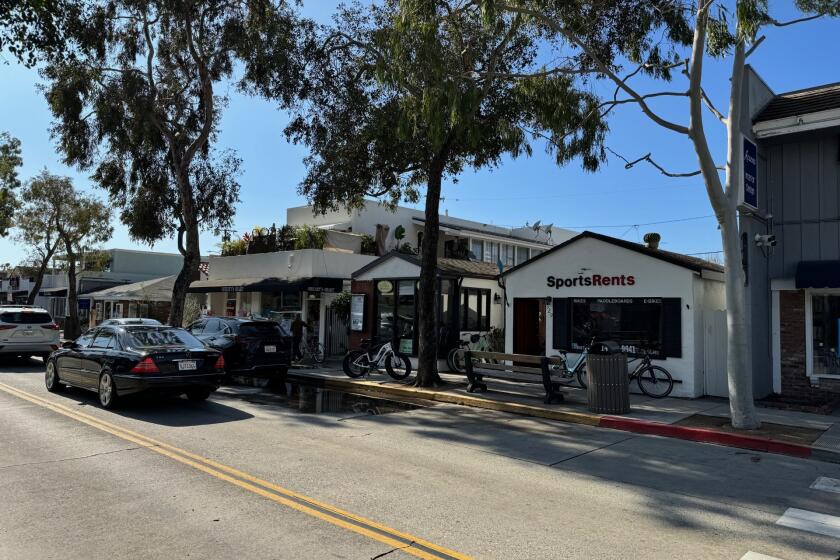 A street view looking at the 325-331 Marine Avenue properties that sold for $4.4 million on Balboa Island.