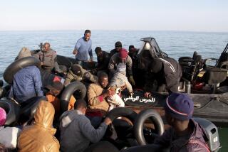 Migrants, mainly from sub-Saharan Africa, are stopped by Tunisian Maritime National Guard at sea during an attempt to get to Italy, near the coast of Sfax, Tunisia, Tuesday, April 18, 2023. The Associated Press, on a recent overnight expedition with the National Guard, witnessed migrants pleading to continue their journeys to Italy in unseaworthy vessels, some taking on water. Over 14 hours, 372 people were plucked from their fragile boats. (AP Photo)