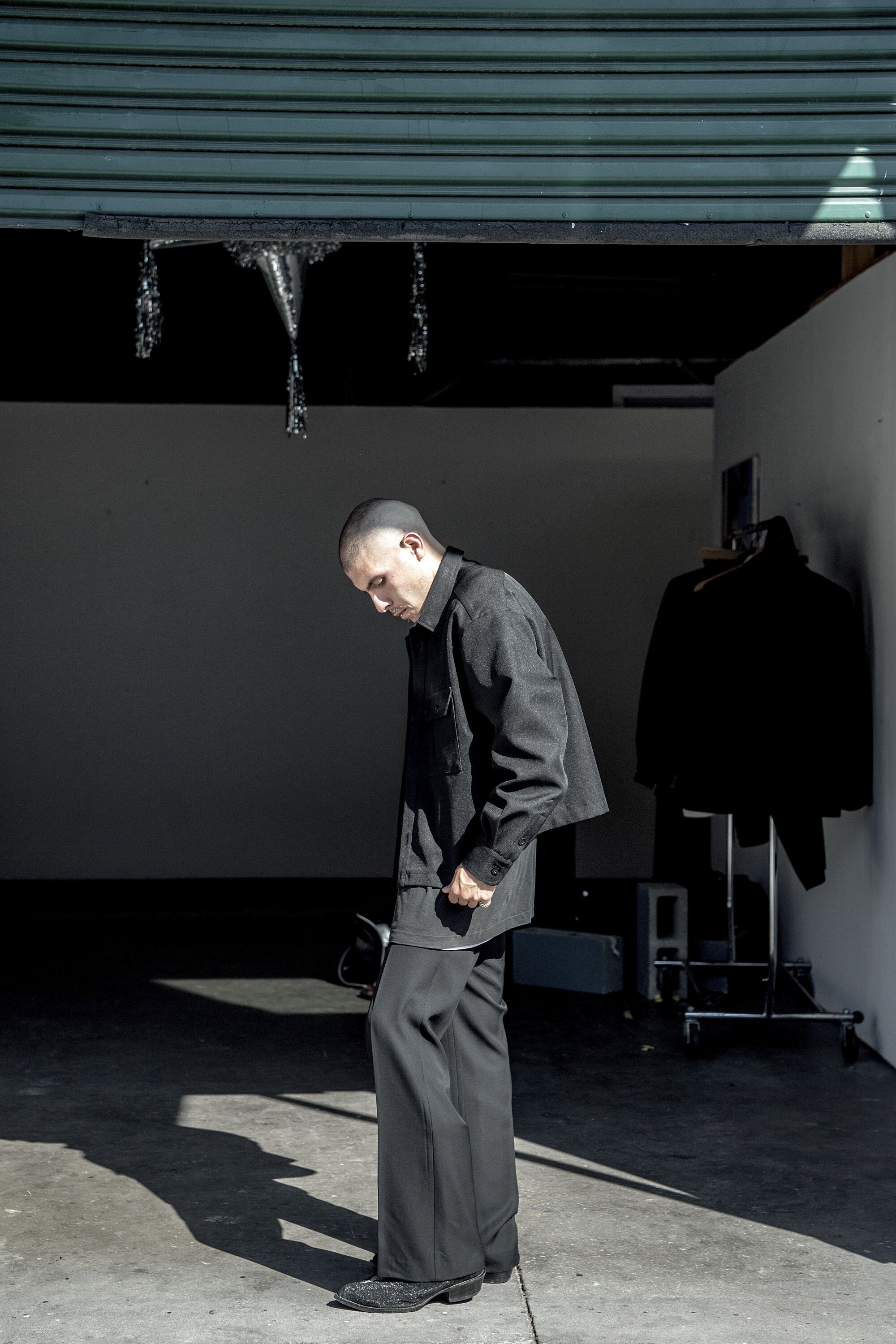 Portrait of fashion stylist Marcus Correa at Tlaloc Studios on Friday, July 29, 2022 in Los Angeles, CA.