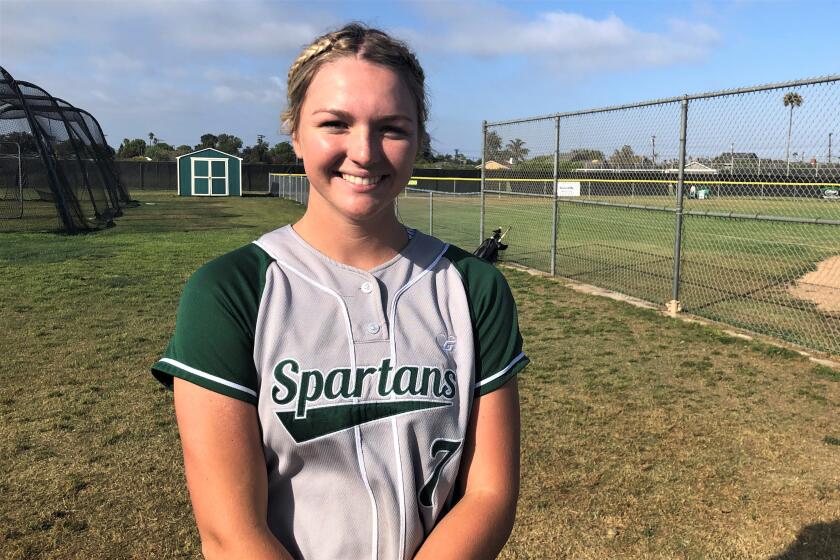 Reagan Walsh, a senior shortstop at South Torrance High, poses after a May 6 game against El Segundo High