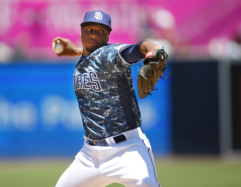 San Diego Padres pitcher Luis Perdomo started for the game against the Washington Nationals at Petco Park in San Diego on June 9, 2019.