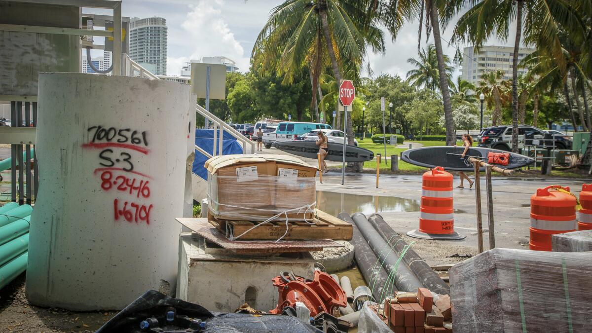 Purdy Avenue, along Maurice Gibb Memorial Park in Miami Beach, has been elevated because of a history of flooding.