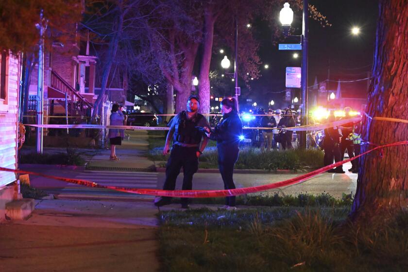 Chicago Police are rushing to the scene of a mass shooting on Saturday evening in Chicago, Illinois, in the area of West 52nd Street. Eight people are being reported as shot, including five adults and three children, in the area of West 52nd Street in Chicago, Illinois, United States, on April 13, 2024. The adults shot range in age from 19 to 40 years old. A 1-year-old male Hispanic is critically injured after being shot multiple times, a 7-year-old male Hispanic is also critically injured with multiple gunshot wounds, and a 7-year-old female Hispanic has been shot in the head and pronounced dead. Currently, no suspects are in custody, and the shooting appears to be gang-related. (Photo by Kyle Mazza/NurPhoto via AP)