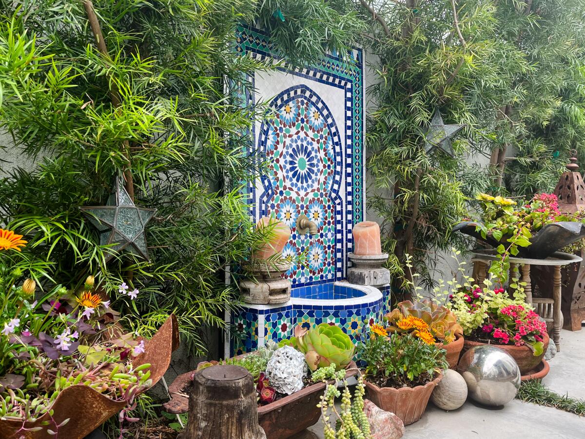A view of the Leimert Park Garden Tour Moroccan Fountain.