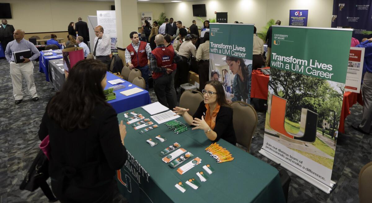 Job seekers attend the annual Veterans Career and Resource Fair in Miami last month.