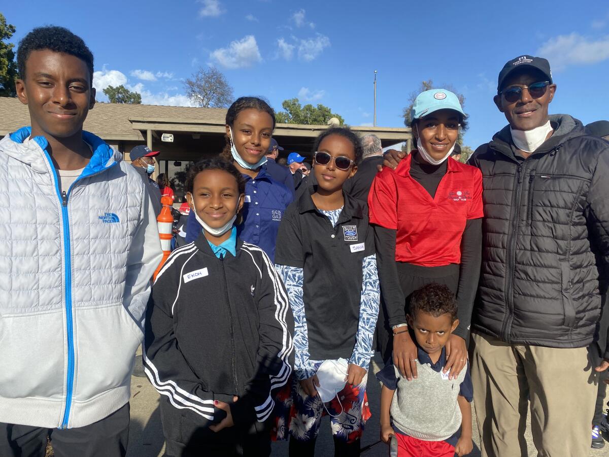 The Ibrahim family of Culver City, ages 3 to 17, are all golfers