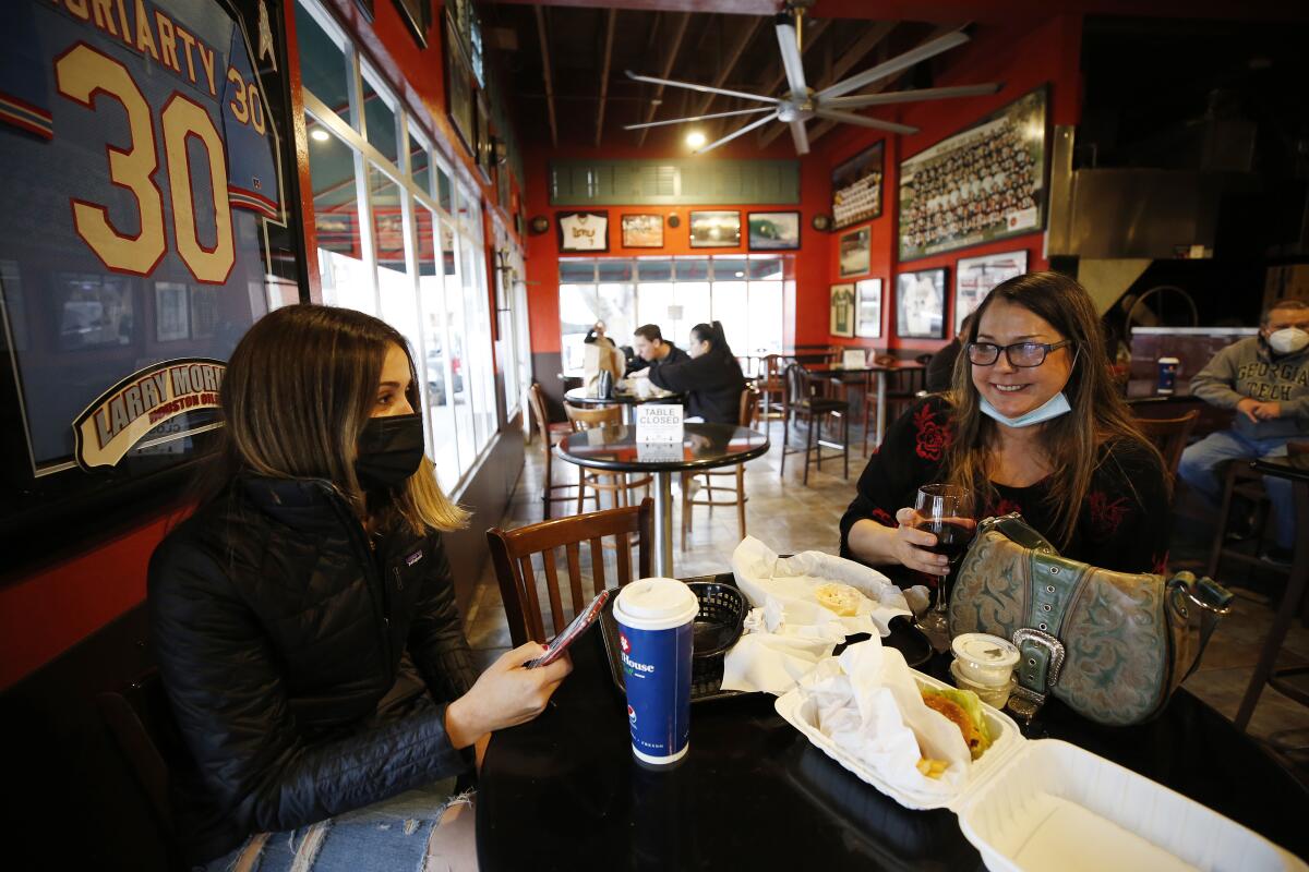 Two women eat lunch in San Luis Obispo.