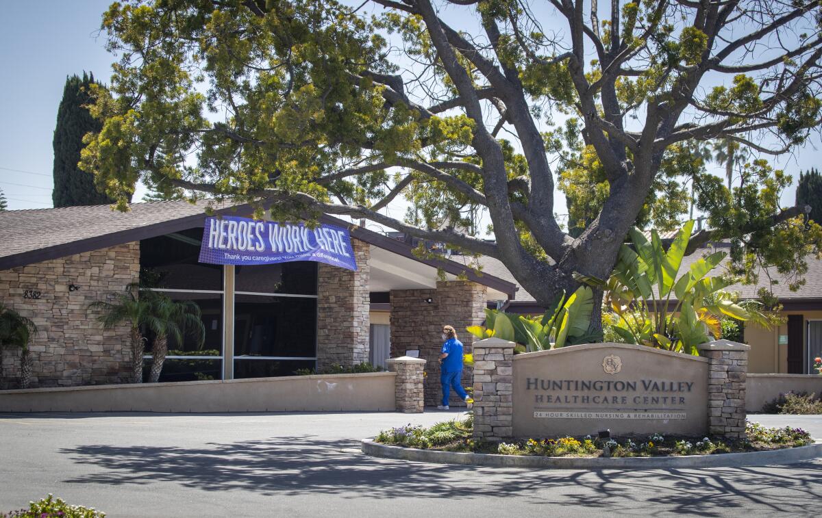 Huntington Valley Healthcare Center in Huntington Beach has had 64 patients and 36 healthcare staff members test positive for the coronavirus, according to a spokesperson for the company.