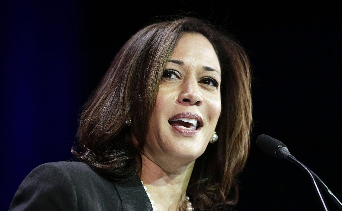 California Atty. Gen. Kamala Harris speaks during a general session at the California Democratic State Convention in Los Angeles in March.