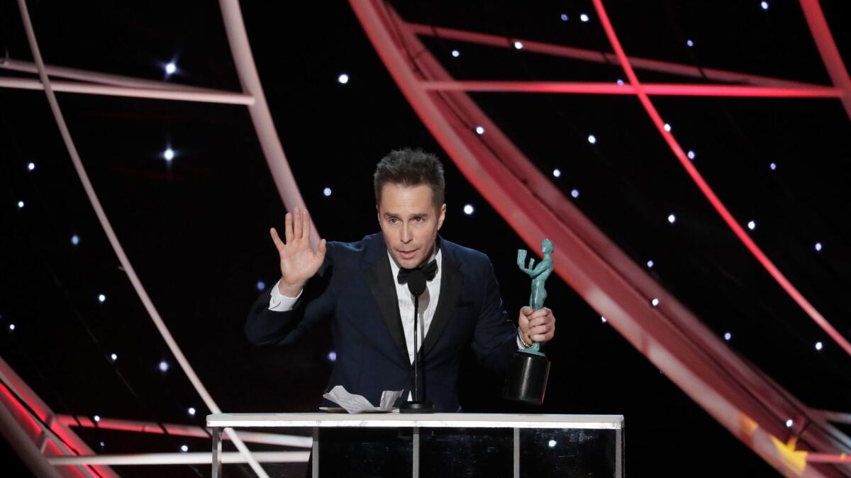 Sam Rockwell, winner of multiple SAG awards for his role in "Three Billboards Outside Ebbing, Missouri"
