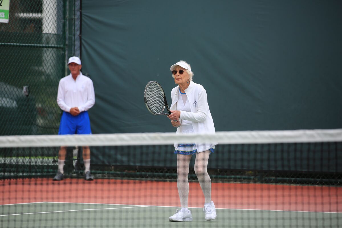La Jolla resident Sally Fuller, 91, is ranked No. 2 nationally in tennis for her age group.