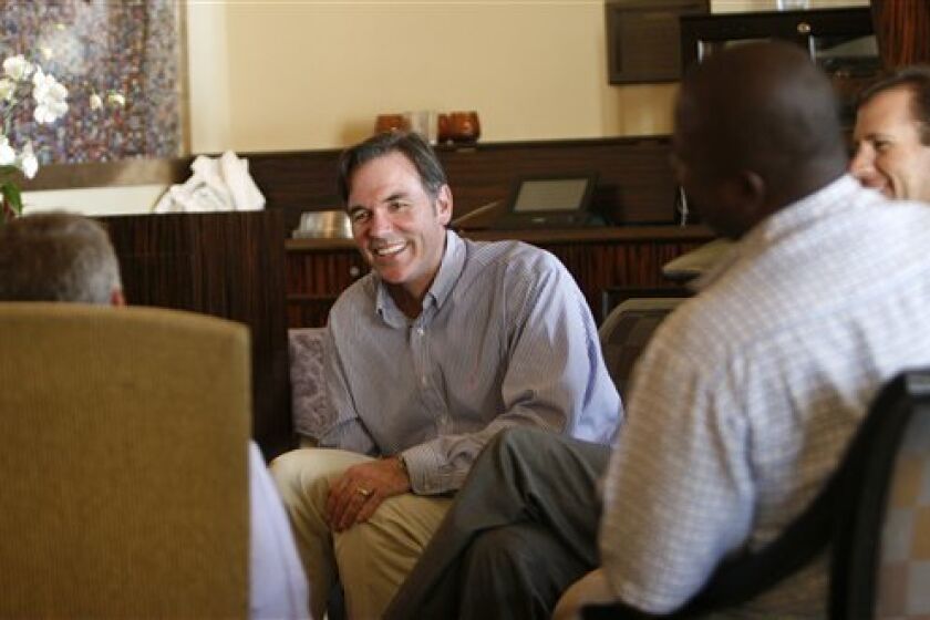 A product of Mt. Carmel High and UCSD, general manager Billy Beane was beating big-money teams with his low-budget Oakland Athletics for years before a book and movie made him far more famous. (AP Photo/Lenny Ignelzi)