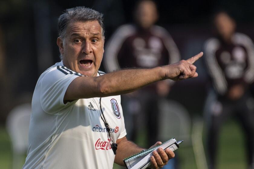 Mexico's national football team coach, Argentinian Gerardo "Tata" Martino, conducts a training session at the High Performance Centre (CAR) in the outskirts of Mexico City, on February 11, 2019. - Martino conducted his first training session with the Mexican national team. (Photo by PEDRO PARDO / AFP)PEDRO PARDO/AFP/Getty Images ** OUTS - ELSENT, FPG, CM - OUTS * NM, PH, VA if sourced by CT, LA or MoD **