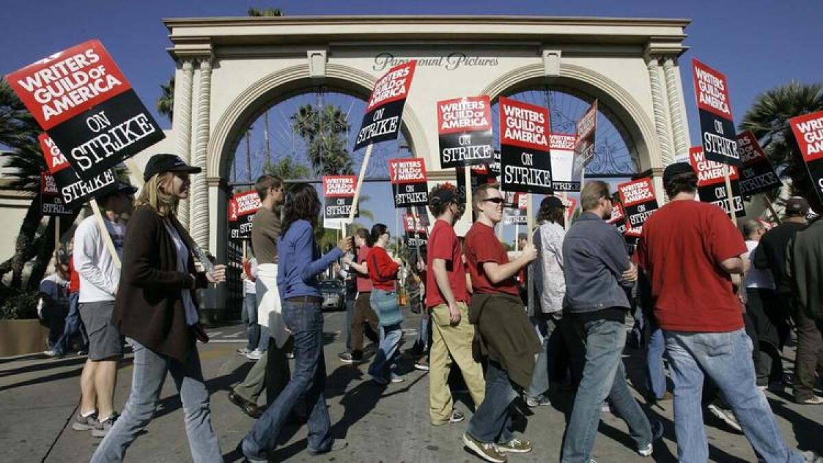 Hoping to avoid a strike like this one in 2007, writers this week hung out on Twitter and awaited news as the Writers Guild of America deadline drew near.