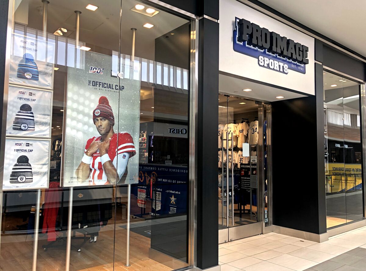 The Pro Image Sports store in Del Amo Fashion Center in Torrance sells sports apparel.