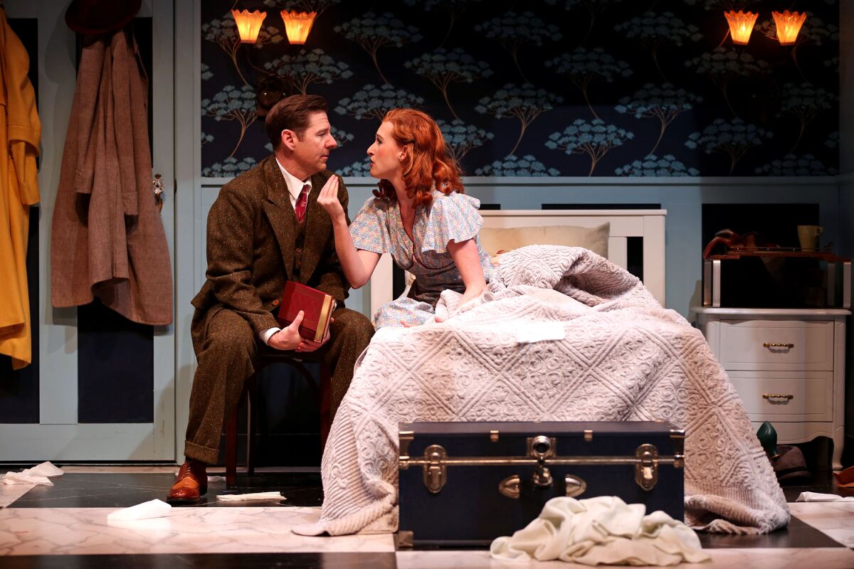George Nowack (Brian Vaughn) and Amalia Balish (Erin Mackey) begin to wonder if they don't, in fact, hate each other in "Vanilla Ice Cream," a number in the musical "She Loves Me," currently playing at South Coast Repertory.