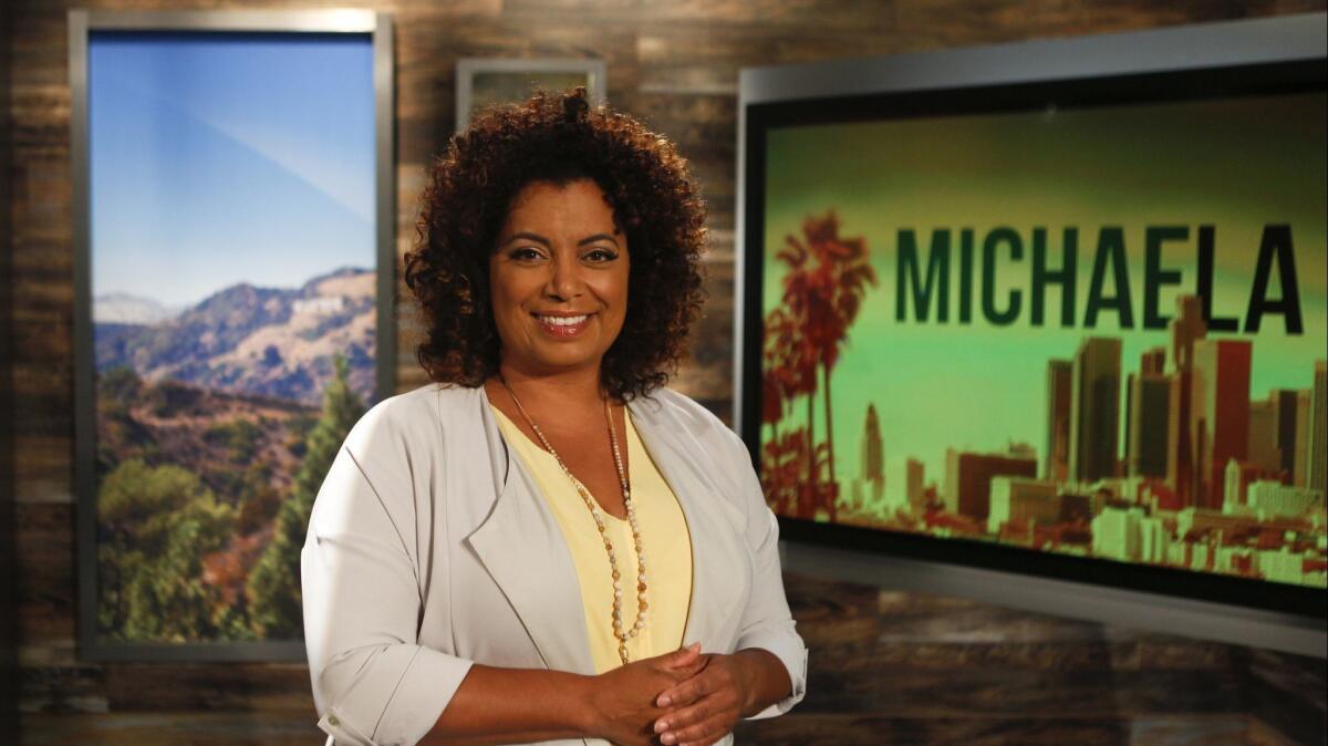 Michaela Pereira on the set for her daily news program, "Michaela," which will end its run on HLN later this month.