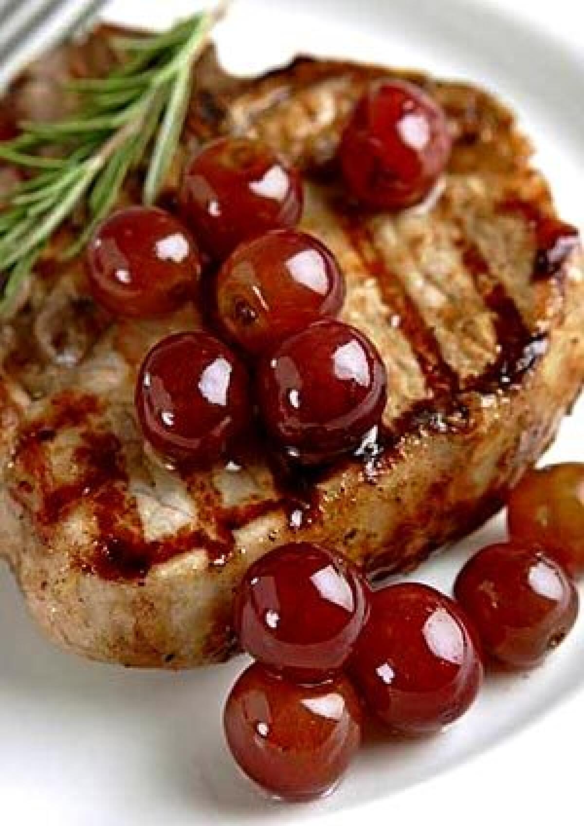 Minced onion adds a savory dimension to pickled grapes. Recipe: Pork with pickled grapes