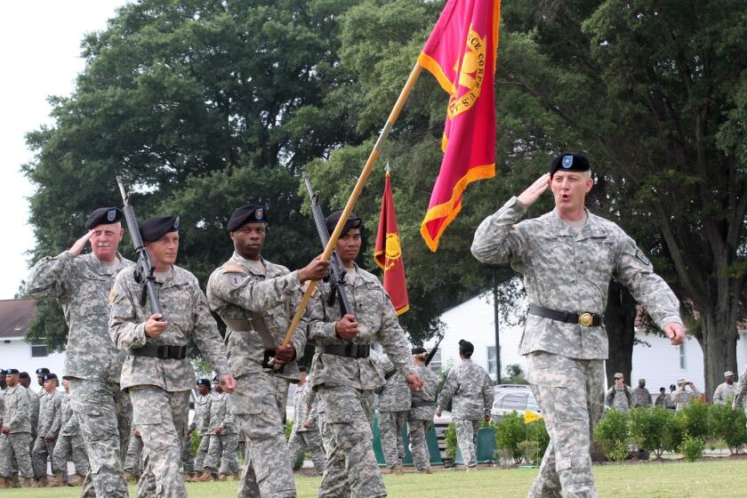 Ft. Lee reported an active shooter on the Army base Monday morning, then issued an all-clear about 45 minutes later. Above, troops at the base during a change of command ceremony Friday.
