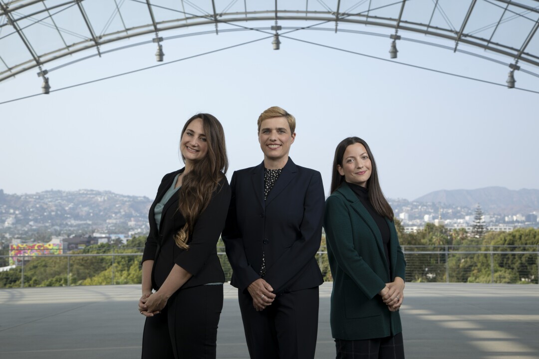 Academy of Motion Pictures Museum curators Dara Jaffe, left; Doris Berger and Sophia Serrano.