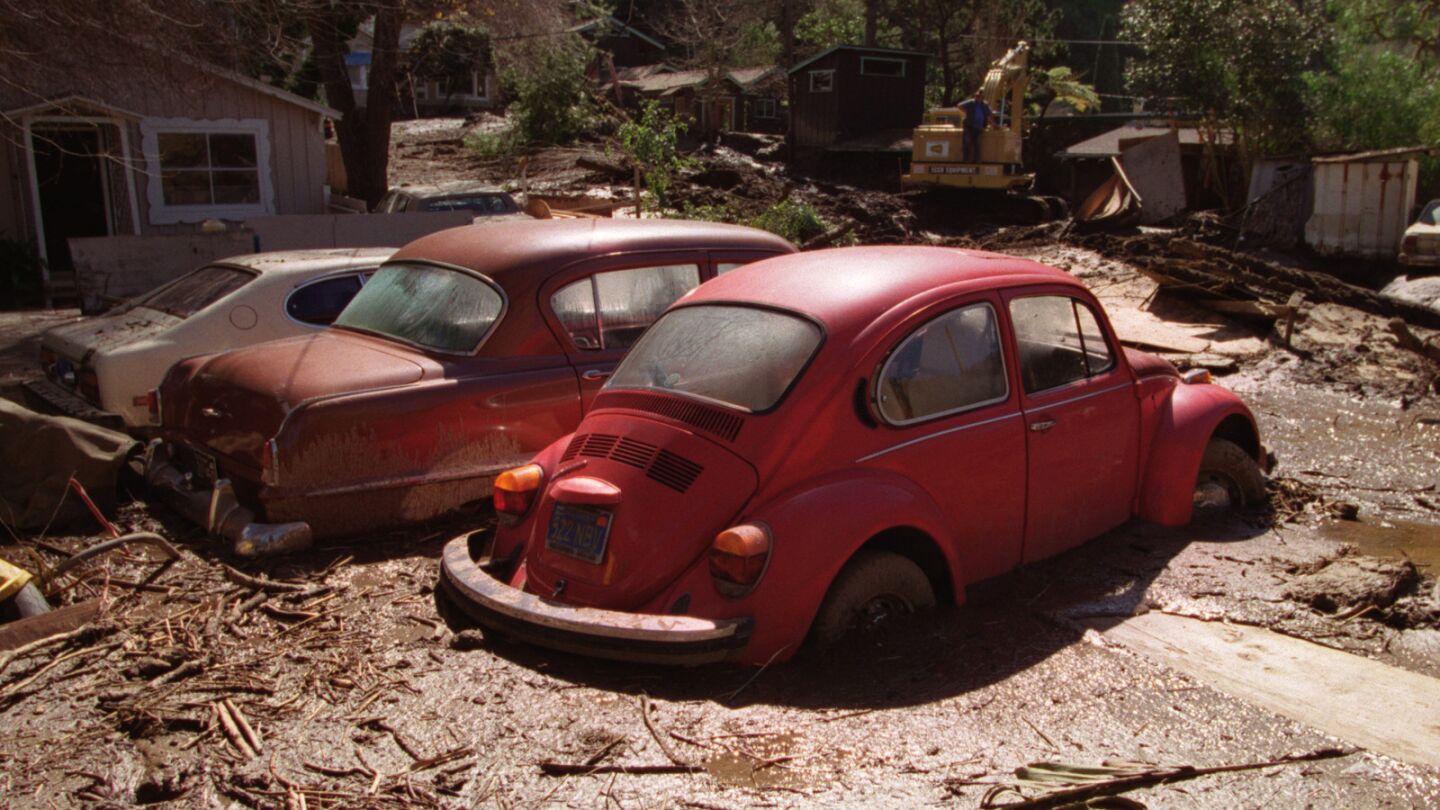 Mudslides after heavy rain destroyed property in Laguna Canyon in 1998.