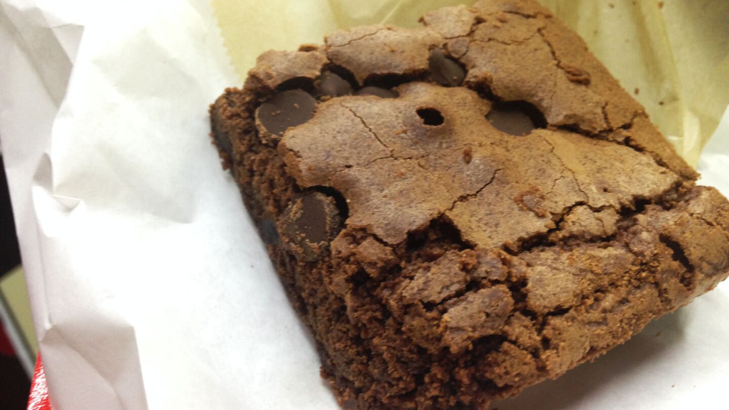 A chocolate brownie from the Paradise truck.