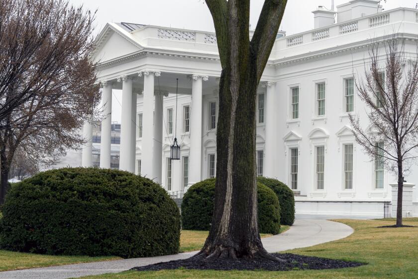 In this March 18, 2021 photo, the White House is shown in Washington. Five White House staffers have been fired because of their past use of drugs, including marijuana. White House press secretary Jen Psaki said Friday "there were additional factors at play in many instances for the small number of individuals who were terminated." (AP Photo/Andrew Harnik)