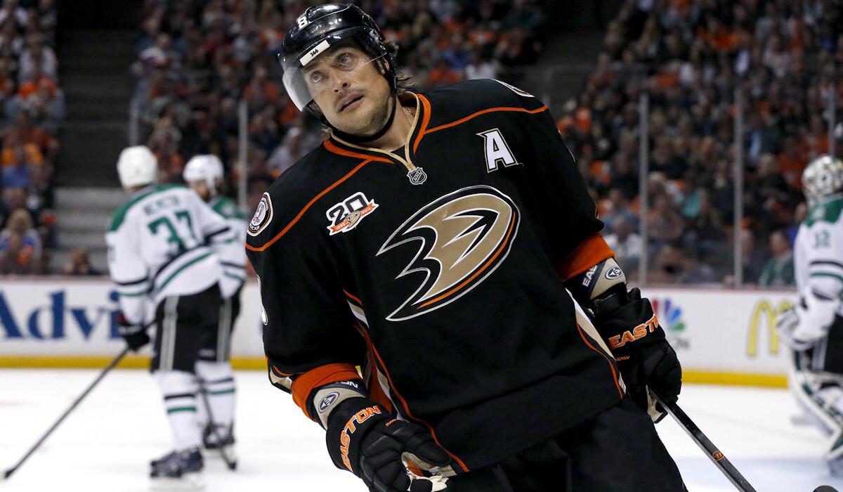 Ducks winger Teemu Selanne, despite being 43, is experiencing a first when his club takes on the Kings in the playoffs beginning Saturday night.