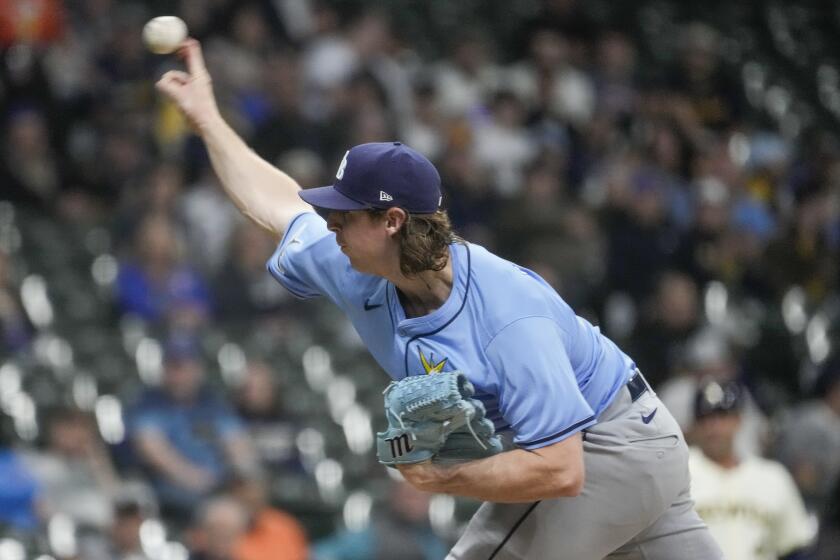 Tampa Bay Rays pitcher Ryan Pepiot throws during the first inning of a baseball game against the Milwaukee Brewers Monday, April 29, 2024, in Milwaukee. (AP Photo/Morry Gash)