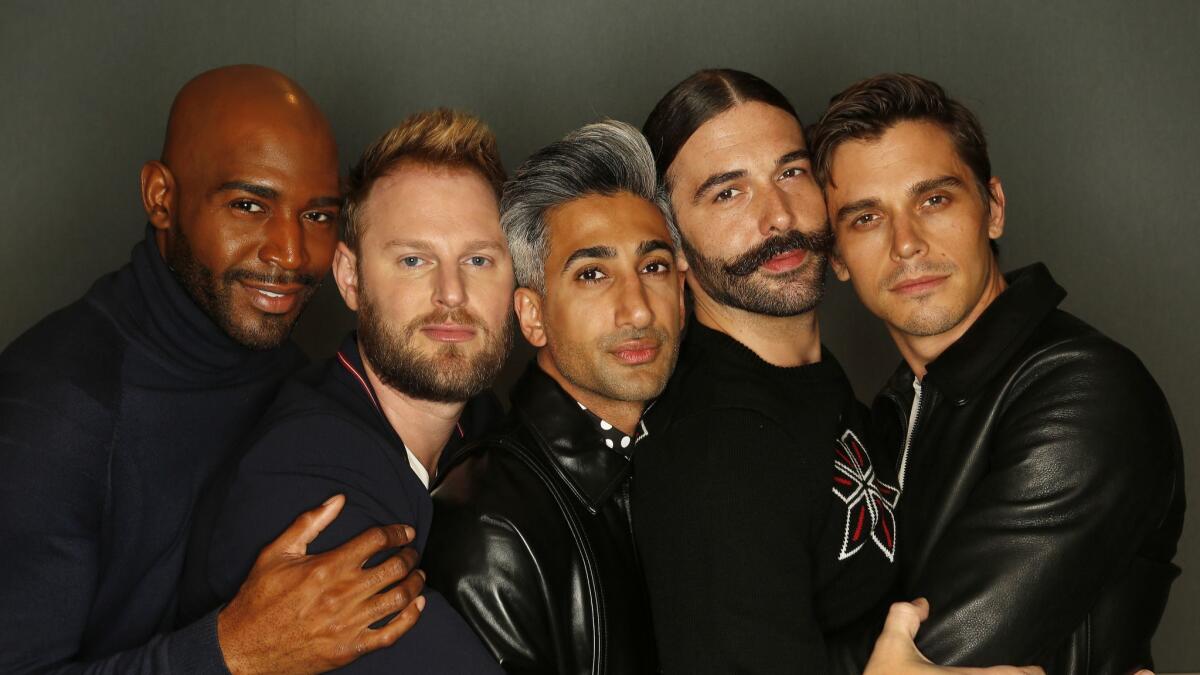 The new "Queer Eye" team: Karamo Brown, from left, Bobby Berk, Tan France, Jonathan Van Ness and Antoni Porowski, approach the series reboot with love and positivity.