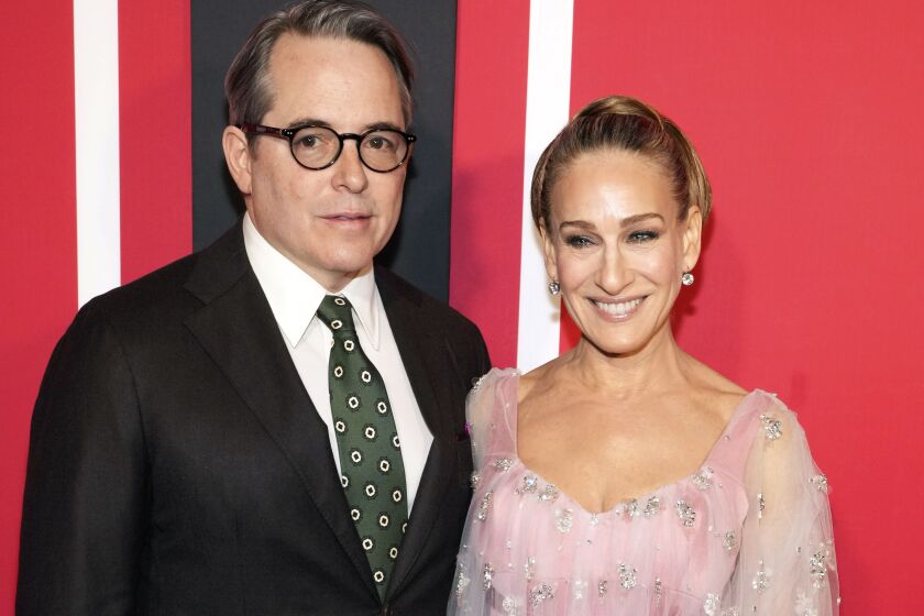 FILE - Matthew Broderick and Sarah Jessica Parker attend Neil Simon's "Plaza Suite" Broadway opening night at the Hudson Theatre on Monday, March 28, 2022, in New York. Both Broderick and Parker have tested positive for COVID-19. The U.S. is getting a first glimpse of what it’s like to experience COVID-19 outbreaks during this new phase of living with the virus, and the roster of the newly infected is studded with stars. (Photo by Charles Sykes/Invision/AP, File)