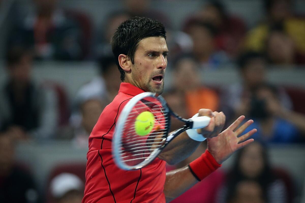 Novak Djokovic hit 19 winners in his straight-set victory over Rafael Nadal on Sunday in the China Open final.