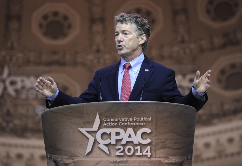Sen. Rand Paul of Kentucky speaks at the Conservative Political Action Conference outside Washington, D.C. on Friday.