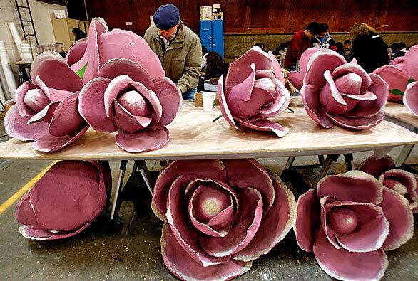 Tournament of Roses float preparation