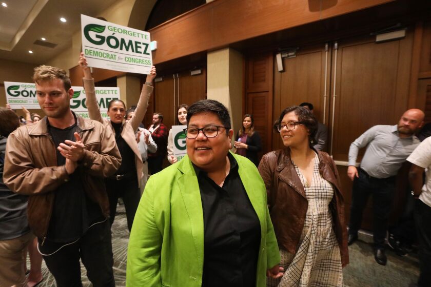 Democrat candidate for 53rd Congressional District Georgette Gomez appears at the Westin Hotel in downtown on election night on March 3, 2020 in San Diego, California.