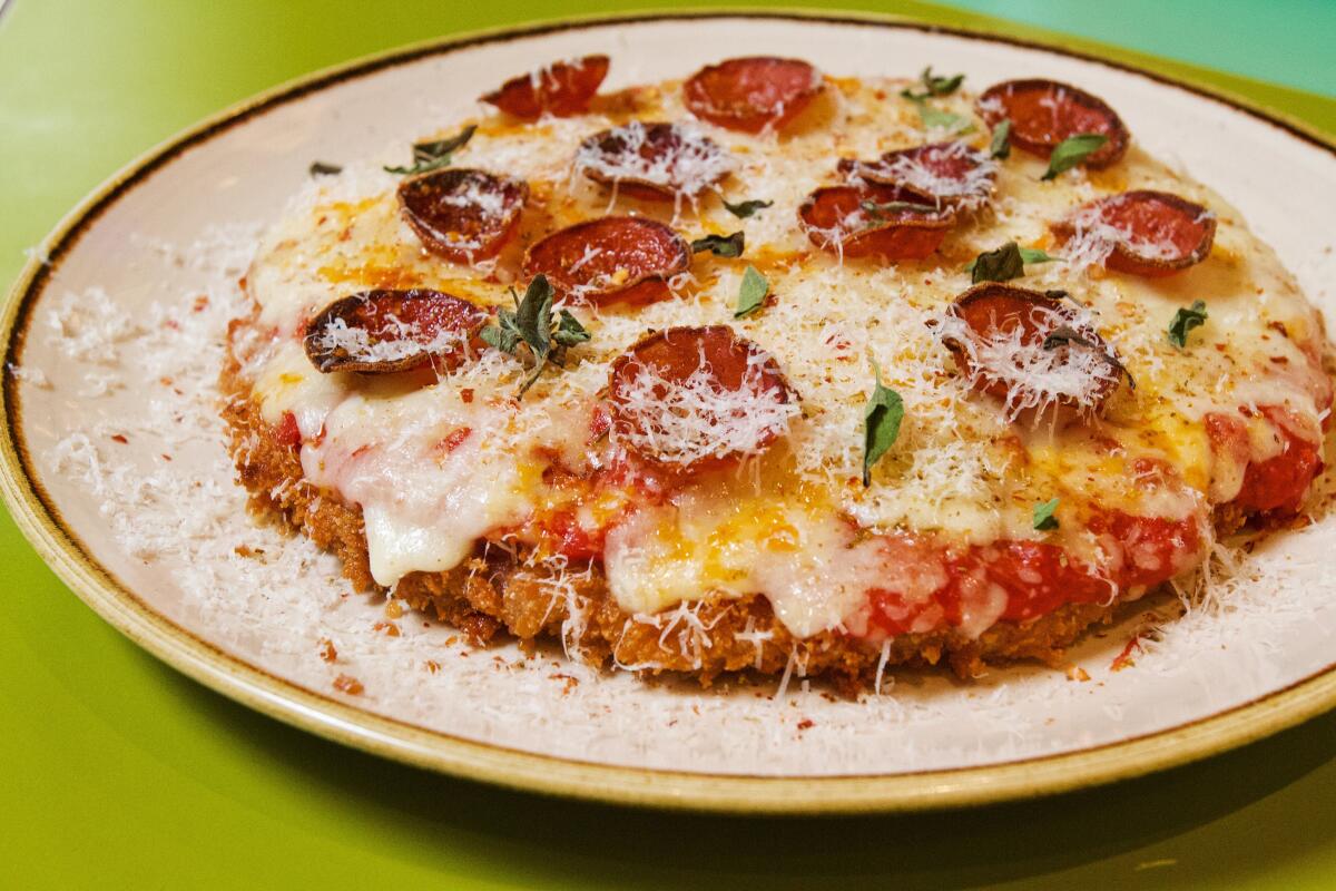 Parmizza in Culver City combines parm with pizza in a range of toppings.