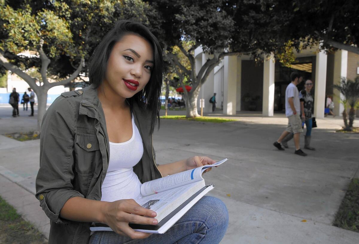 Freshman JanicaRose Buensuceso, 17, began classes at Santa Ana College this fall. Her first choice was Cal State East Bay, but family and financial issues led her to switch at the last minute, avoiding the pressure that sometimes causes students to not attend college at all.