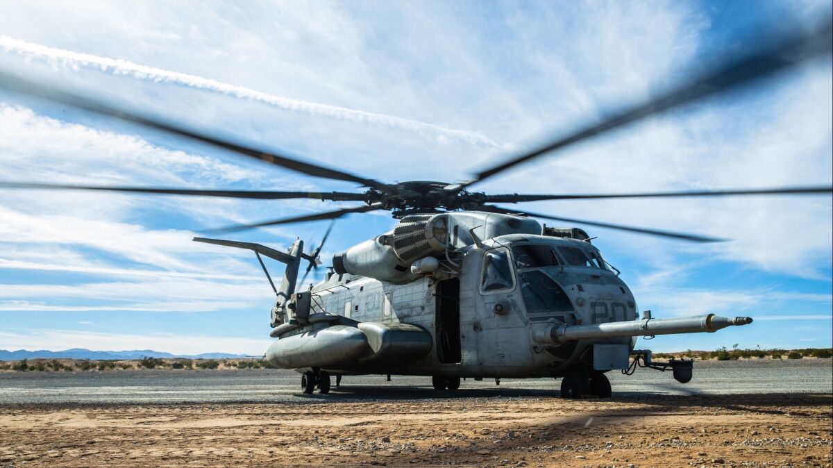 In this December 2017 photo, Marines arrive in a CH-53E Super Stallion.