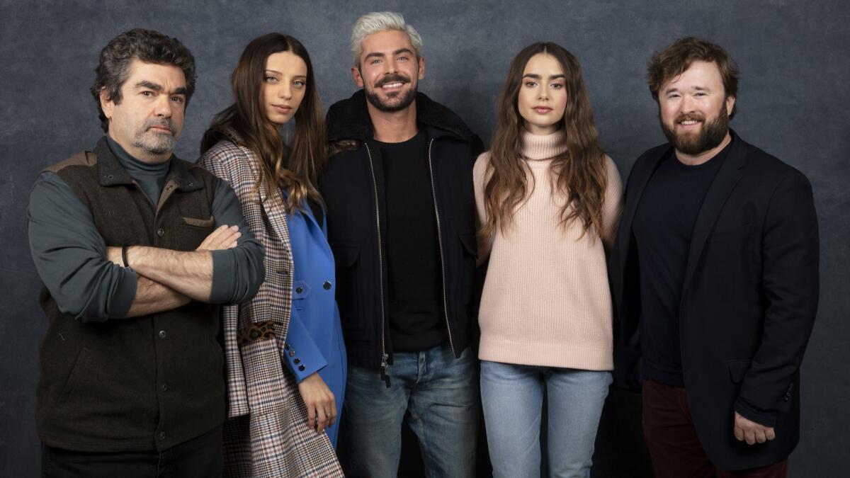 Director Joe Berlinger, actors Angela Sarafyan, Zac Efron, Lily Collins and Haley Joel Osment from the film "Extremely Wicked, Shockingly Evil and Vile."